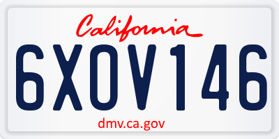 CA license plate 6XOV146