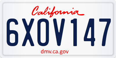 CA license plate 6XOV147