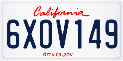 CA license plate 6XOV149