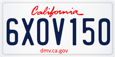 CA license plate 6XOV150