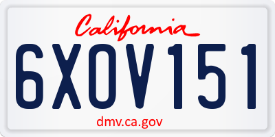 CA license plate 6XOV151