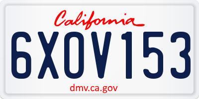 CA license plate 6XOV153