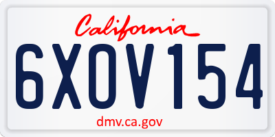 CA license plate 6XOV154