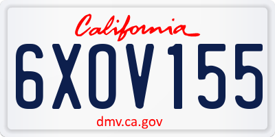 CA license plate 6XOV155