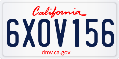 CA license plate 6XOV156