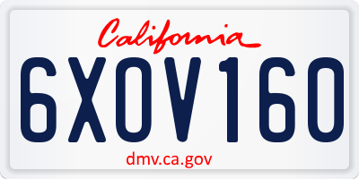 CA license plate 6XOV160