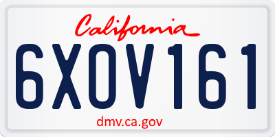 CA license plate 6XOV161