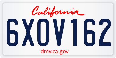CA license plate 6XOV162