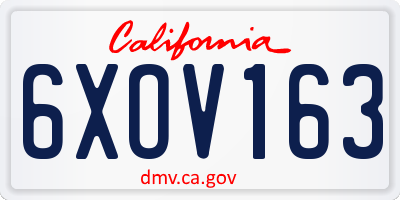 CA license plate 6XOV163