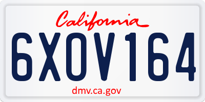 CA license plate 6XOV164