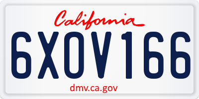 CA license plate 6XOV166