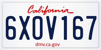 CA license plate 6XOV167