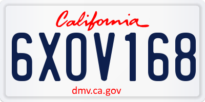 CA license plate 6XOV168