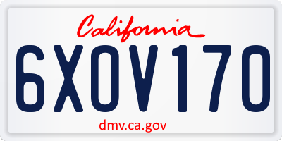 CA license plate 6XOV170