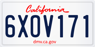 CA license plate 6XOV171