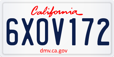 CA license plate 6XOV172