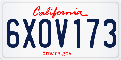 CA license plate 6XOV173