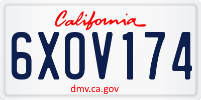 CA license plate 6XOV174