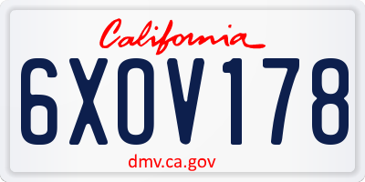 CA license plate 6XOV178