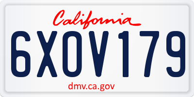 CA license plate 6XOV179