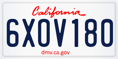 CA license plate 6XOV180