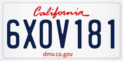 CA license plate 6XOV181