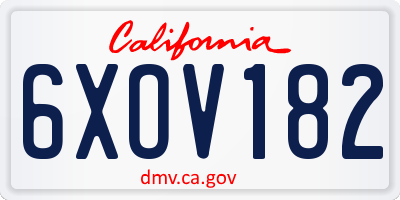 CA license plate 6XOV182