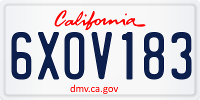 CA license plate 6XOV183