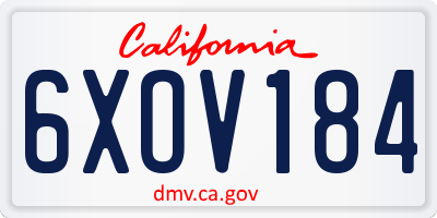 CA license plate 6XOV184