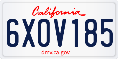 CA license plate 6XOV185