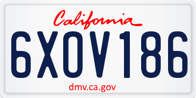 CA license plate 6XOV186