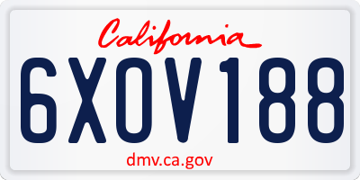 CA license plate 6XOV188