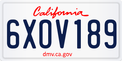 CA license plate 6XOV189