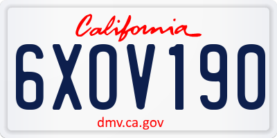 CA license plate 6XOV190