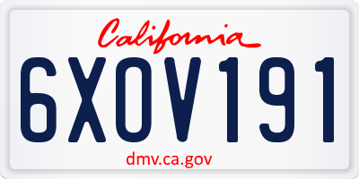 CA license plate 6XOV191