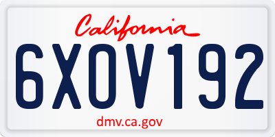 CA license plate 6XOV192