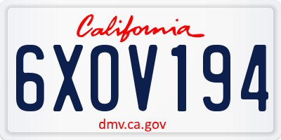 CA license plate 6XOV194