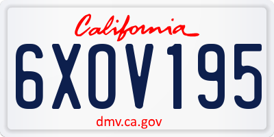 CA license plate 6XOV195