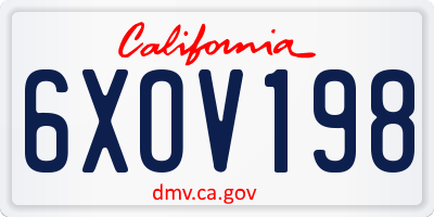 CA license plate 6XOV198