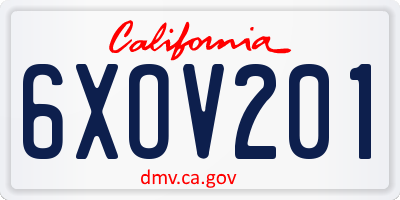 CA license plate 6XOV201