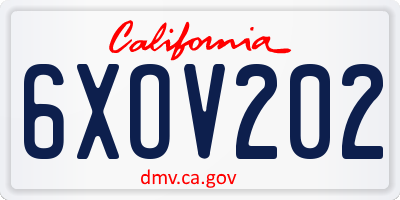 CA license plate 6XOV202