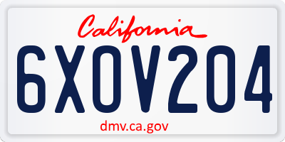 CA license plate 6XOV204