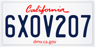 CA license plate 6XOV207