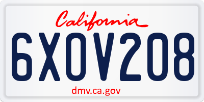 CA license plate 6XOV208