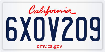 CA license plate 6XOV209