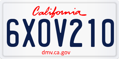 CA license plate 6XOV210