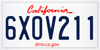 CA license plate 6XOV211