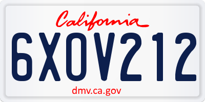 CA license plate 6XOV212