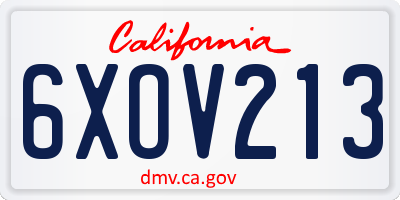 CA license plate 6XOV213