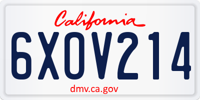 CA license plate 6XOV214